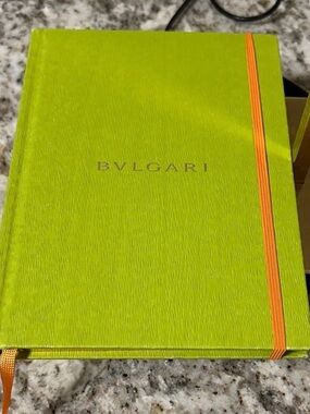 BVLGARI Lime Green Notebook with Orange Elastic